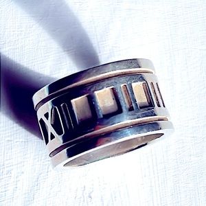 TIFFANY&CO. Atlas 1995 Roman Number Wide SV 925 Ring Silver  sz:6